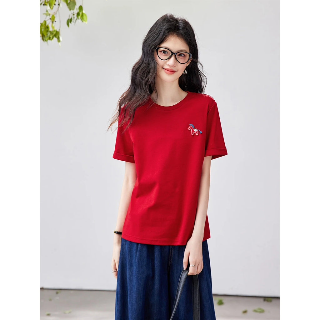 Pony-Embroidered Crew-Neck Tee