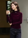Velvet Ruched Mock-Neck Top