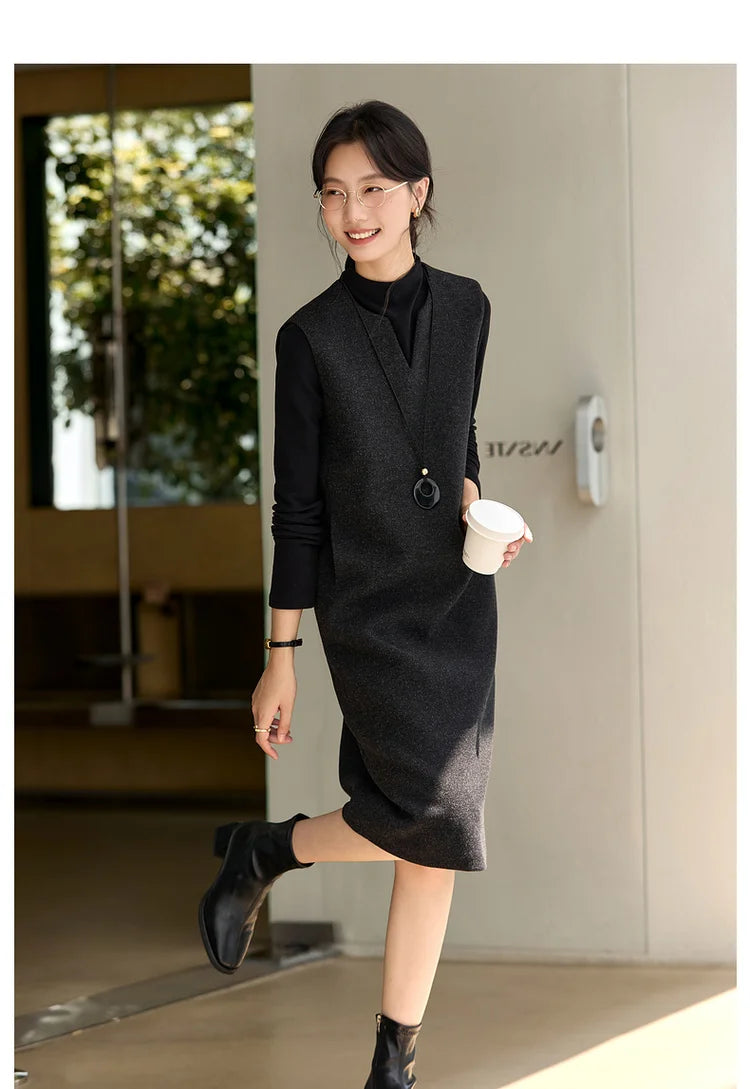 V-Neck Sleeveless Shift Dress