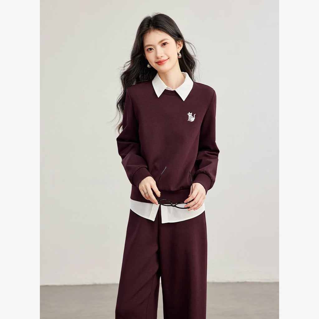 Sweatshirt and Wide-Leg Trouser Set