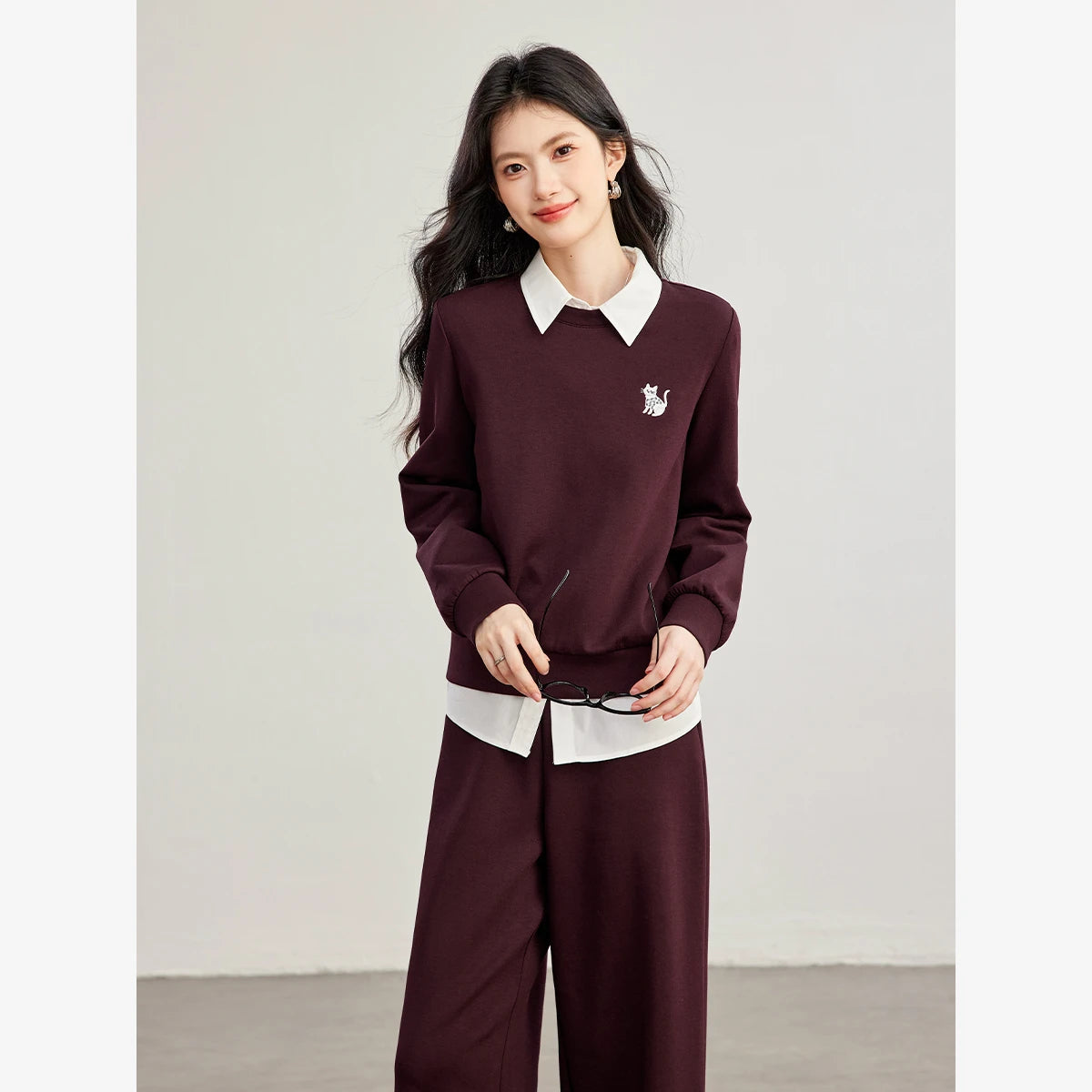 Sweatshirt and Wide-Leg Trouser Set