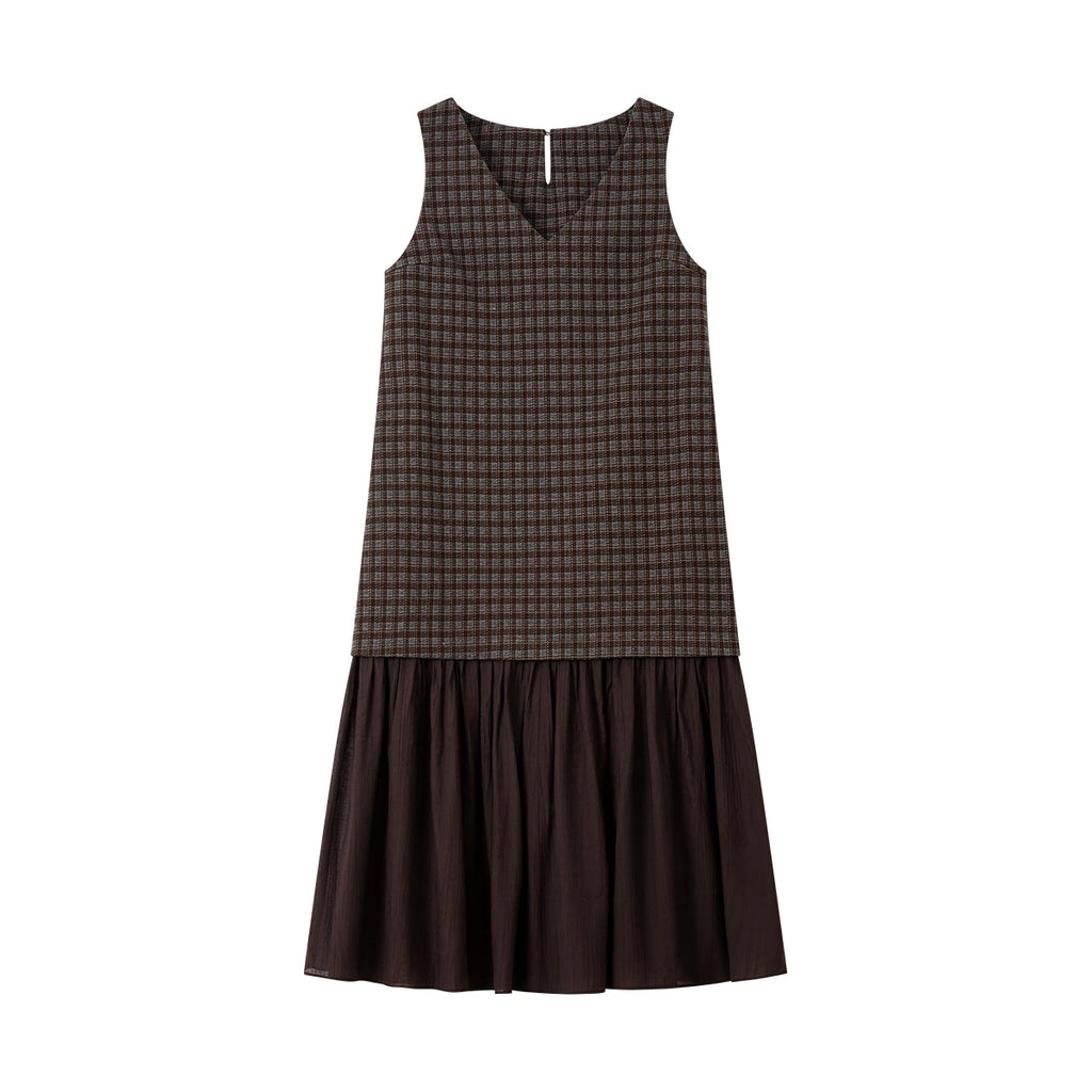 Plaid Drop-Waist Midi Dress