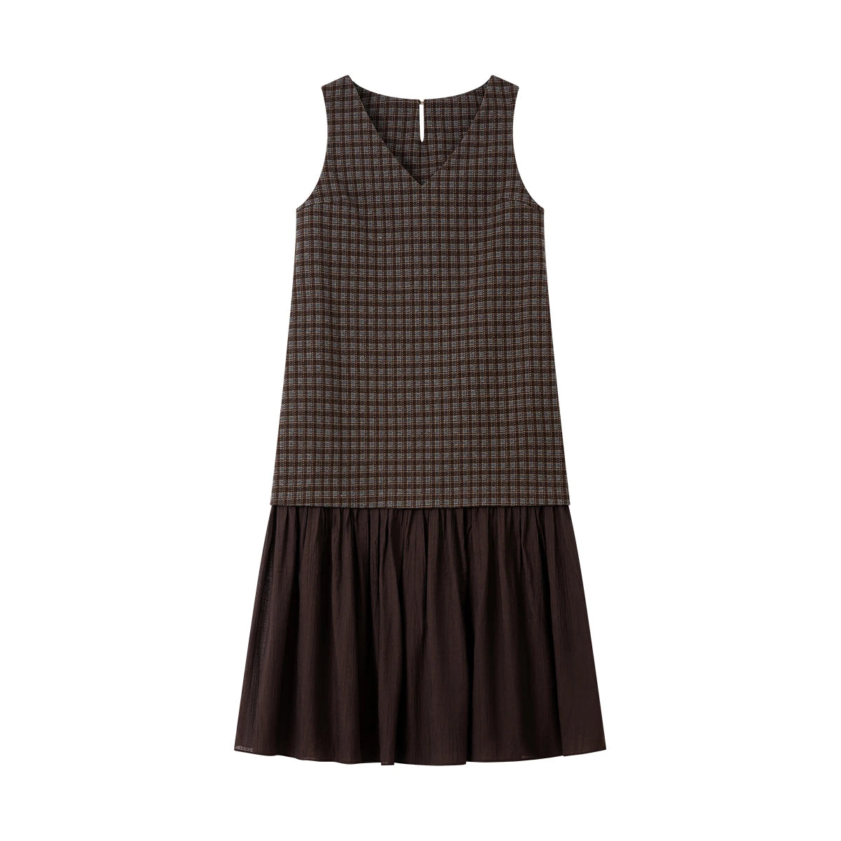 Plaid Drop-Waist Midi Dress