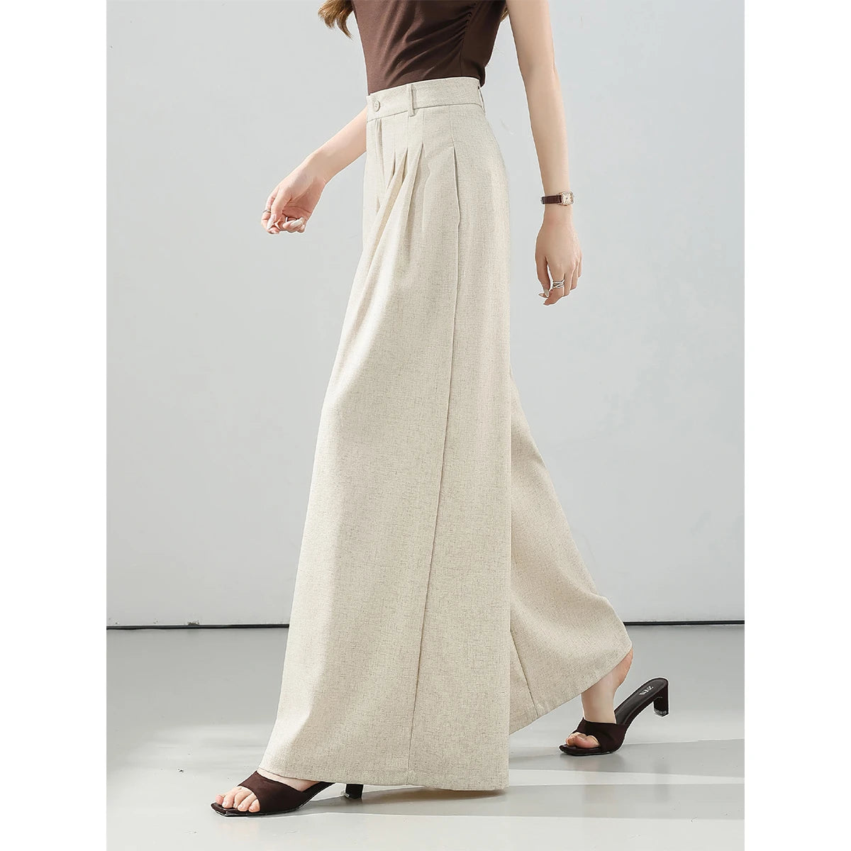 Box-Pleat Wide-Leg Trousers