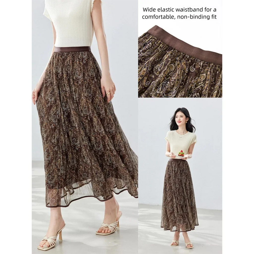 Floral Print Flared Midi Skirt