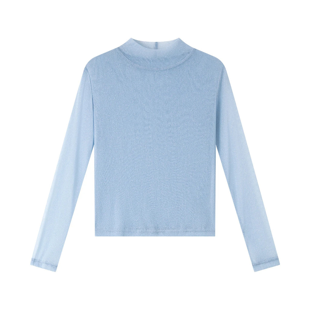 Mock-Neck Long-Sleeve Knit Top