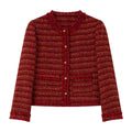 Textured Collarless Cropped Jacket