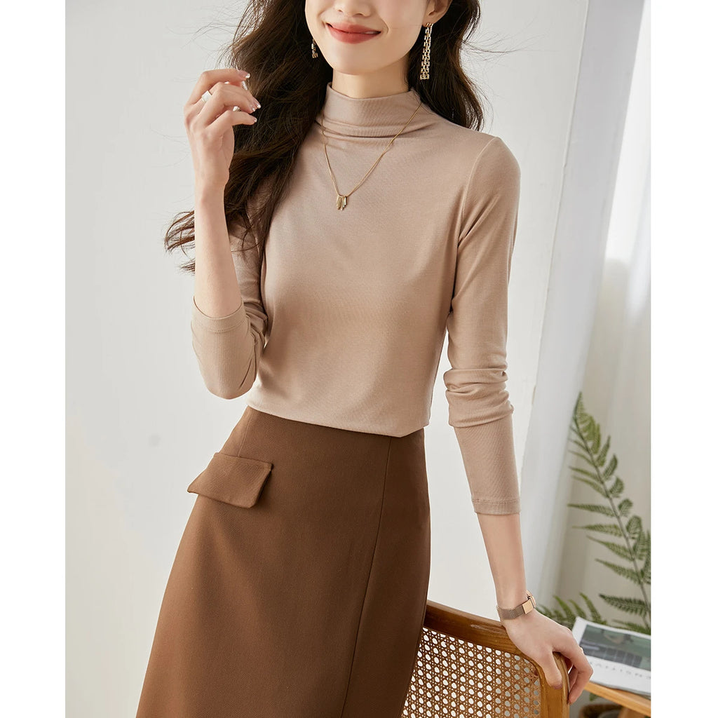 Soft Mock-Neck Long-Sleeve Top