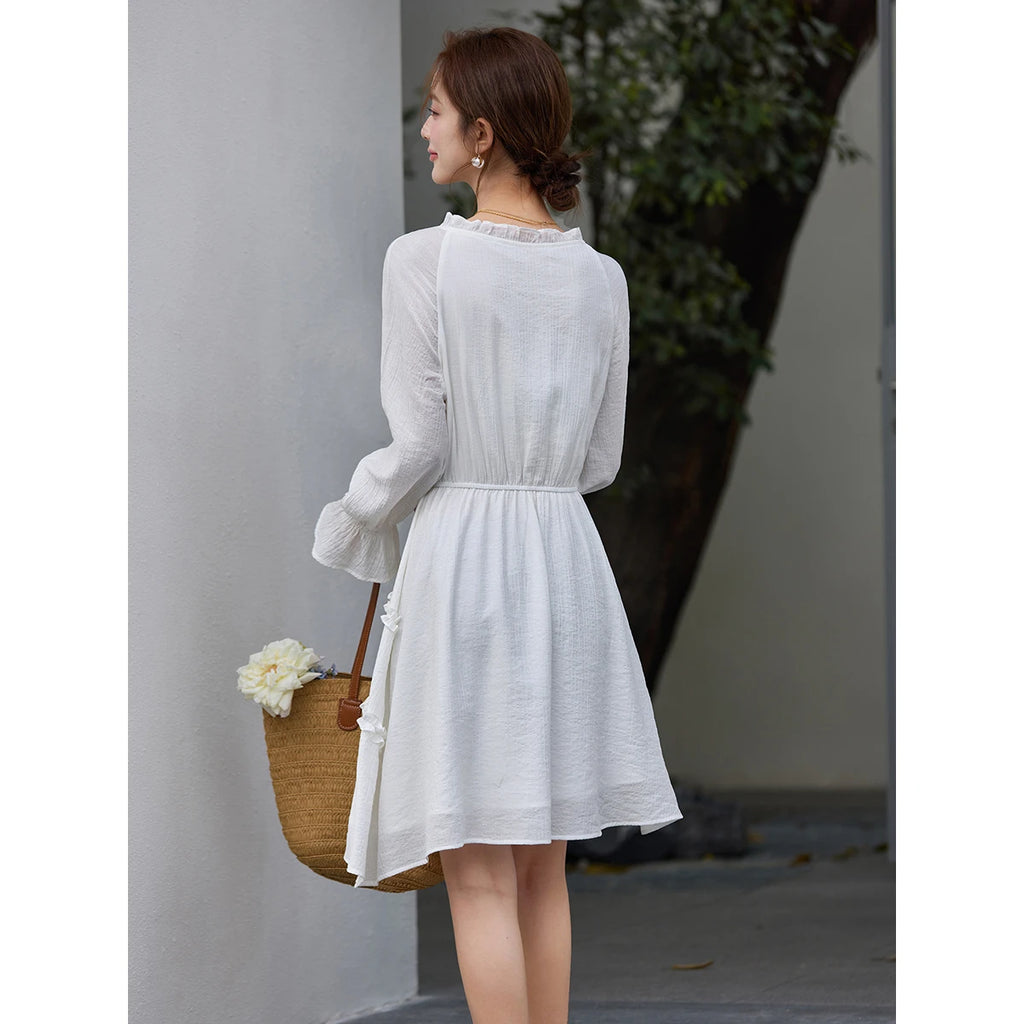 Asymmetric Ruffle-Hem Mini Dress