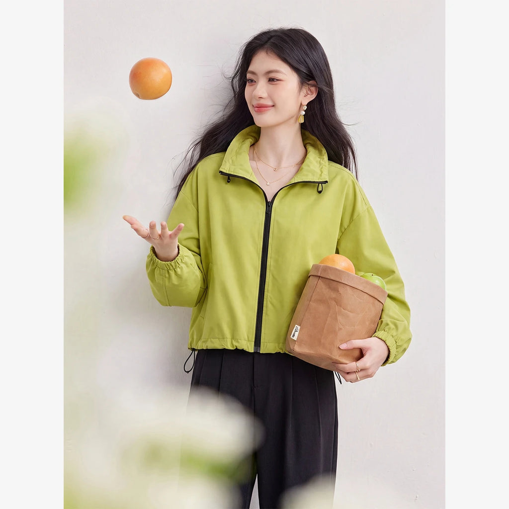 Drawstring-Hem Zip-Front Jacket