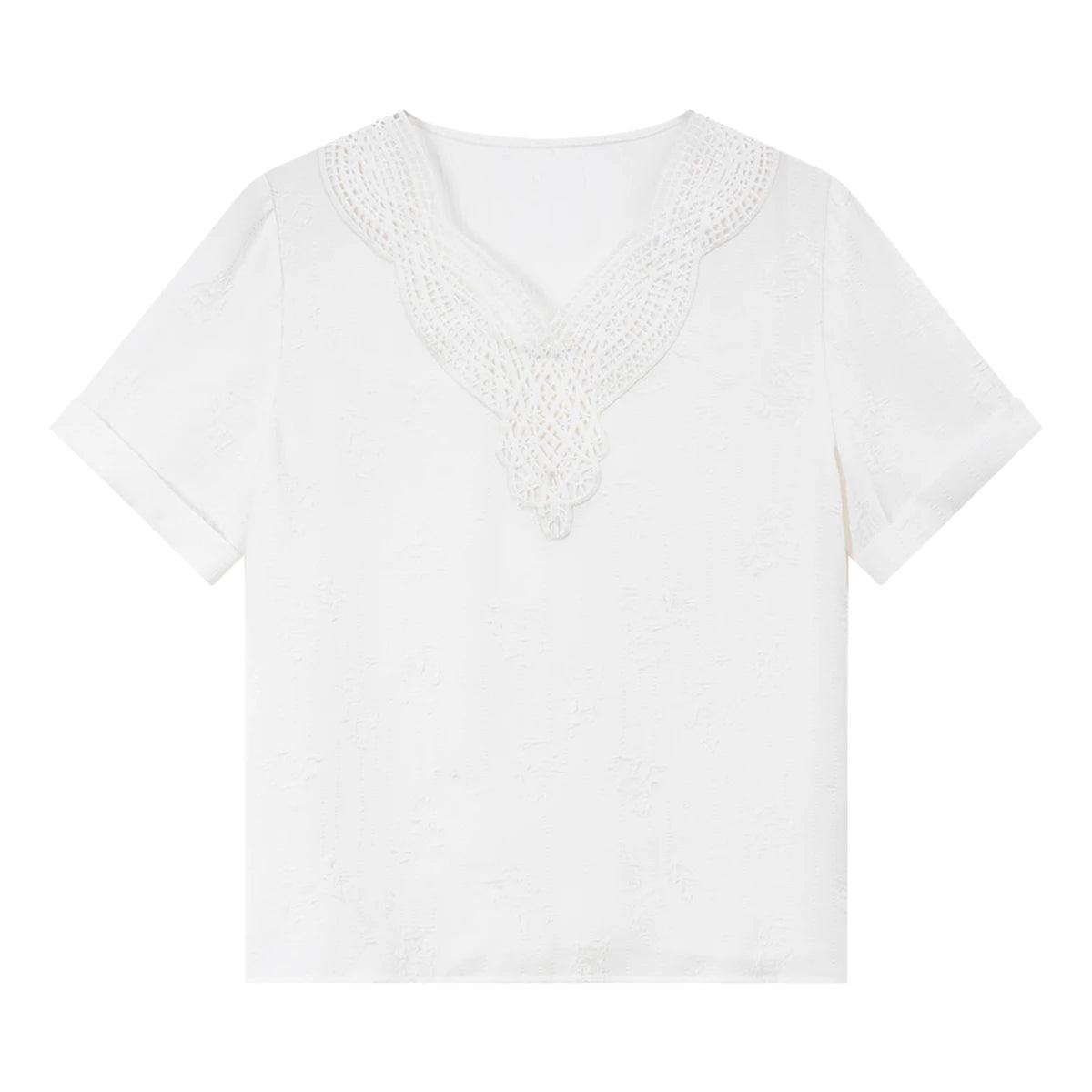 Lace-Trim V-Neck Tee