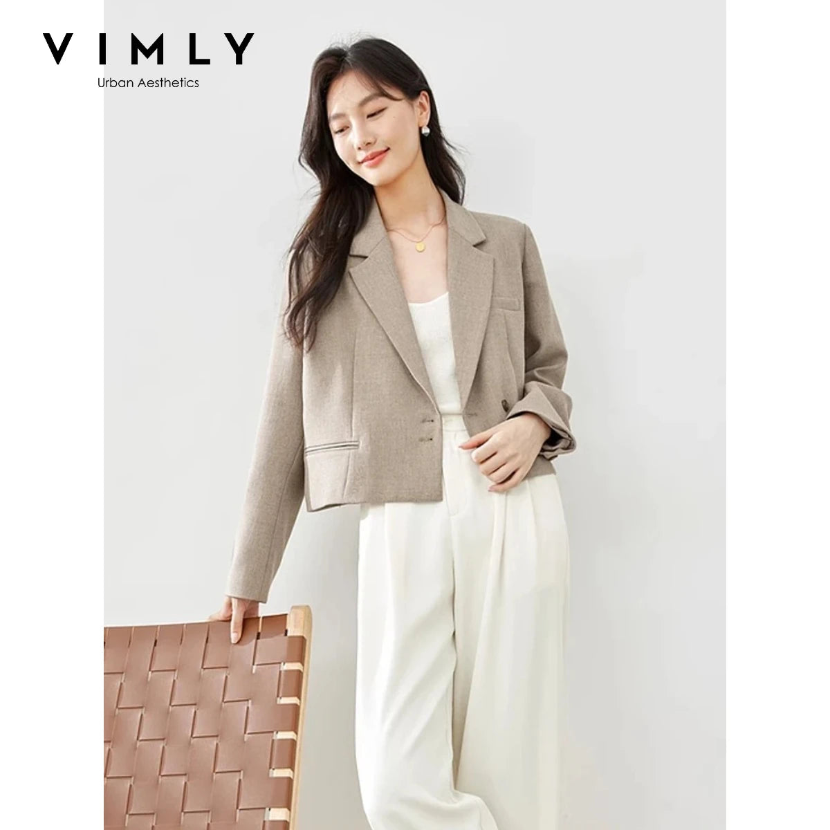Cropped Notched Blazer