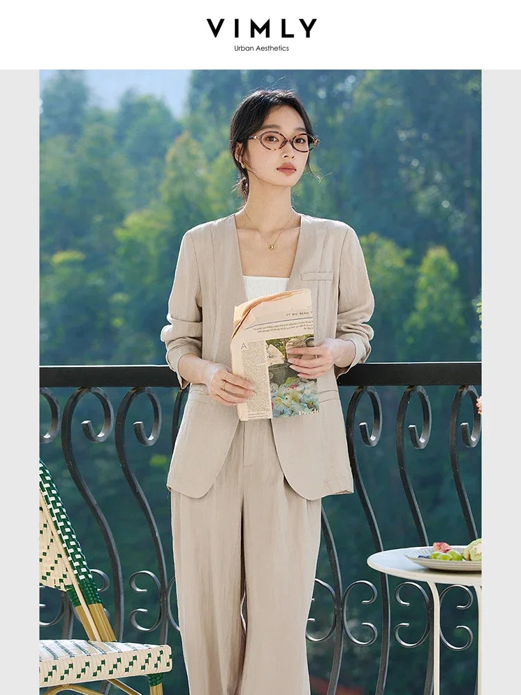 Deep-V Blazer Trouser Set