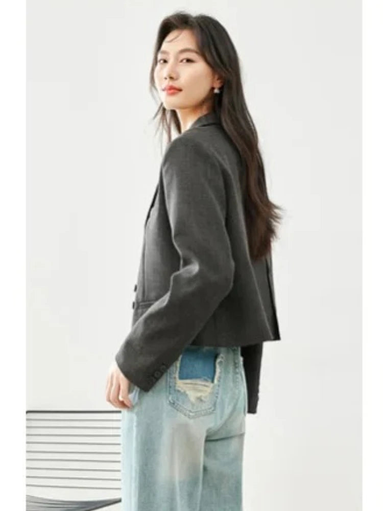 Cropped Notched Blazer