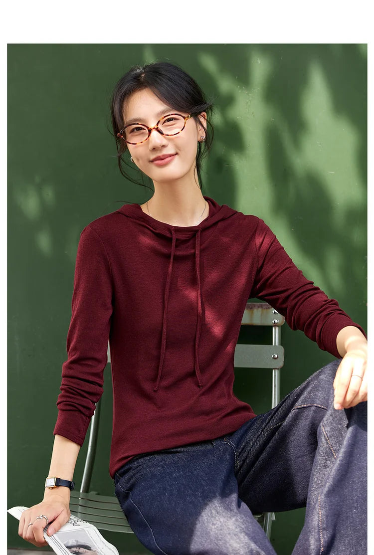 Drawstring-Neck Long-Sleeve Top