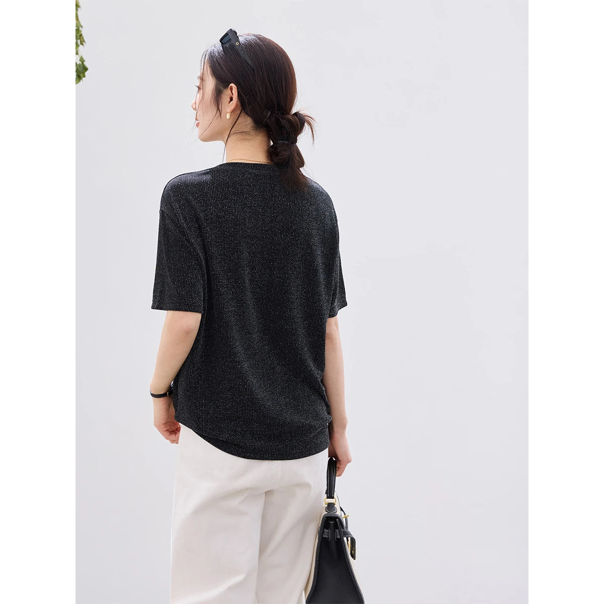 Shimmer Crew-Neck Short-Sleeve Tee