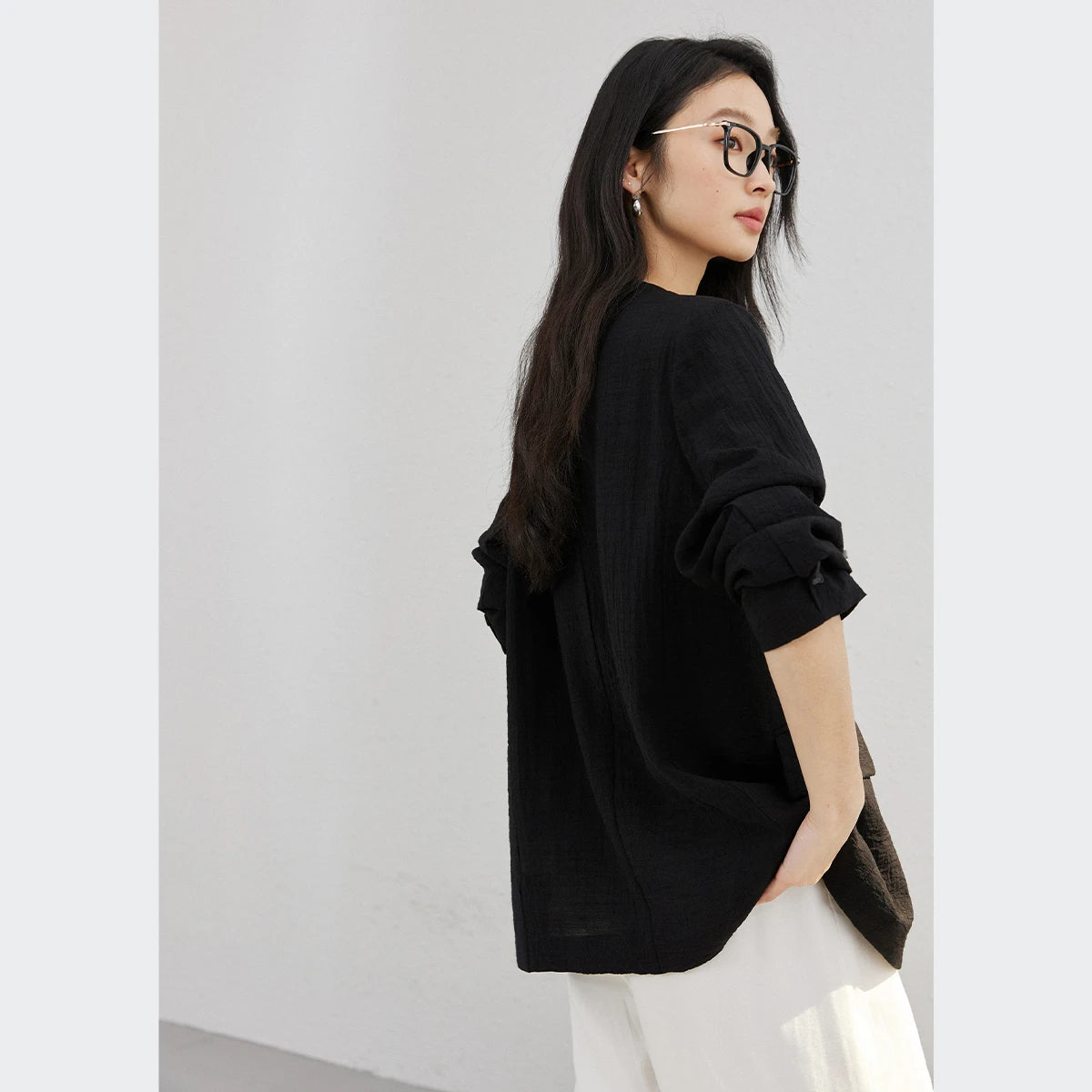 Relaxed Two-Button V-Neck Blazer
