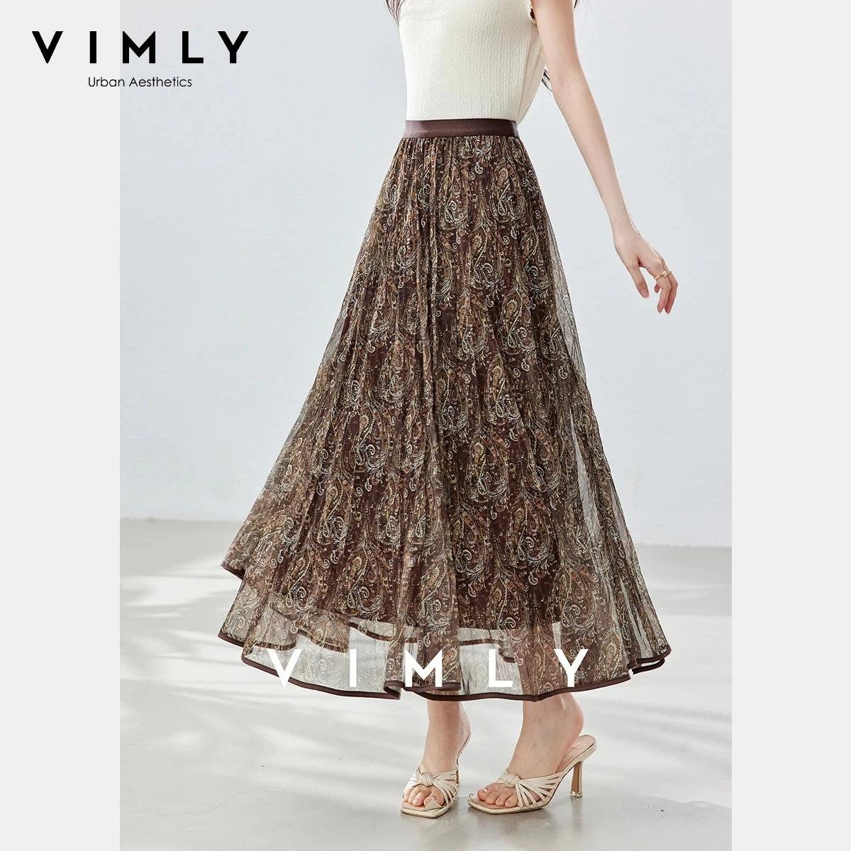 Floral Print Flared Midi Skirt