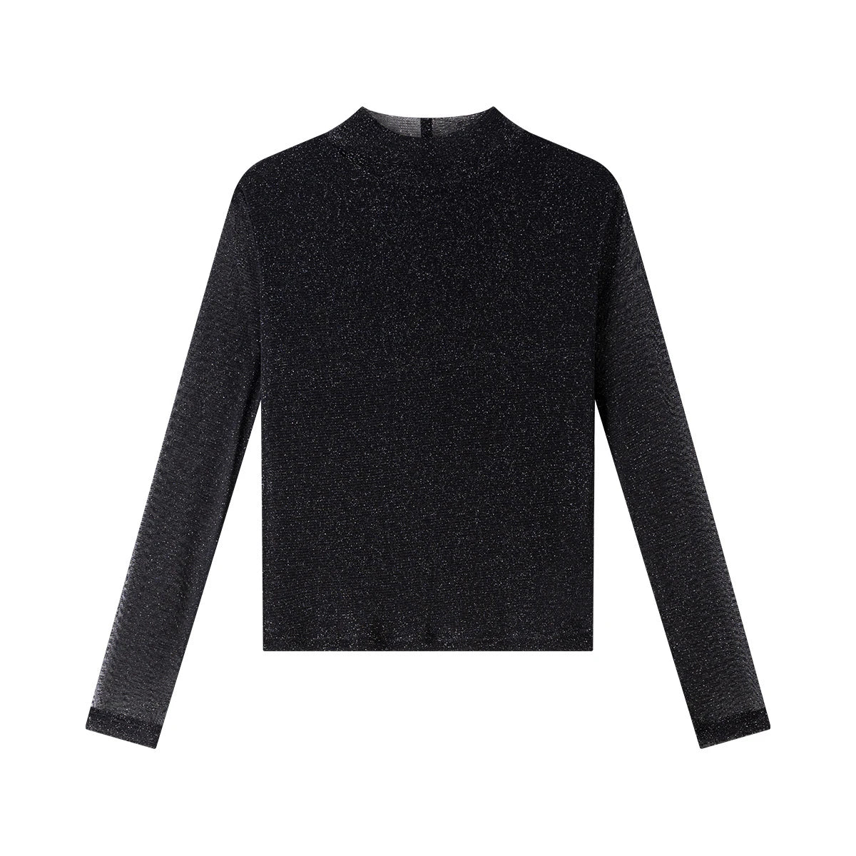 Shimmer Mock-Neck Long-Sleeve Top