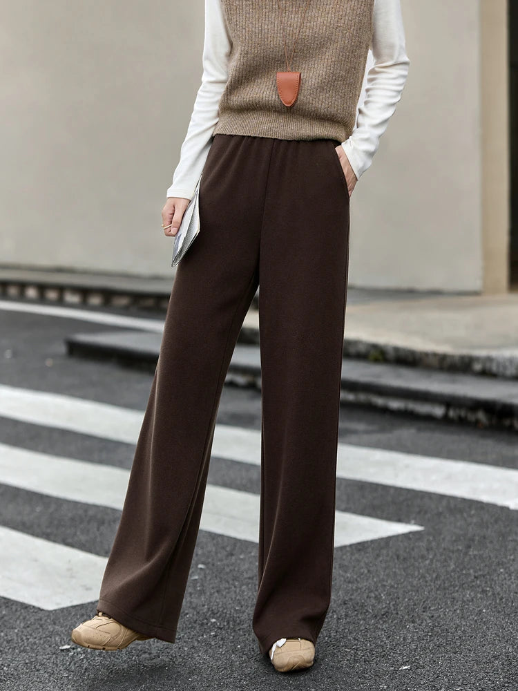 Draped Straight-Leg Knit Trousers