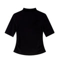 Ruched Mock-Neck Short-Sleeve Top