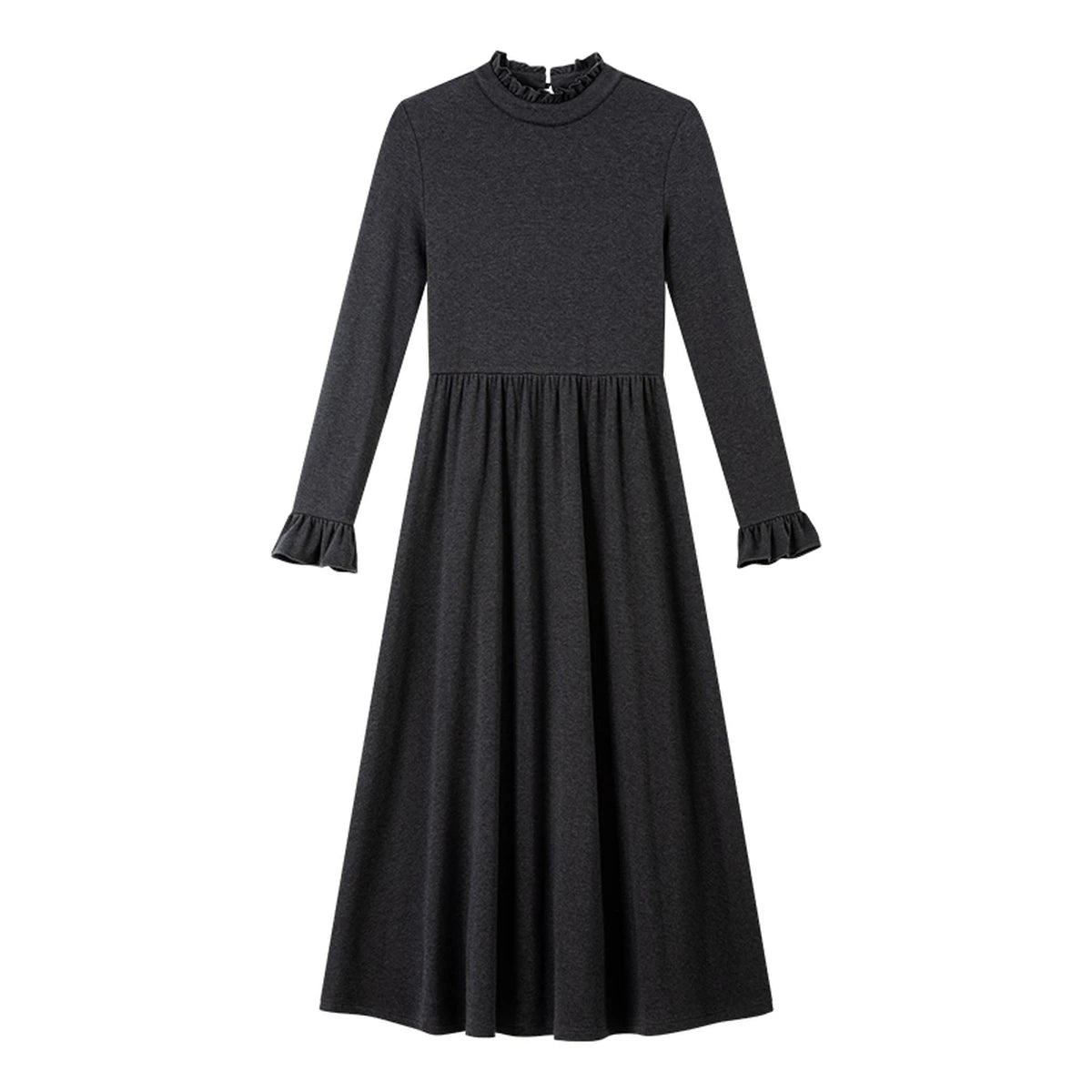 Fluted-Cuff Knit Midi Dress