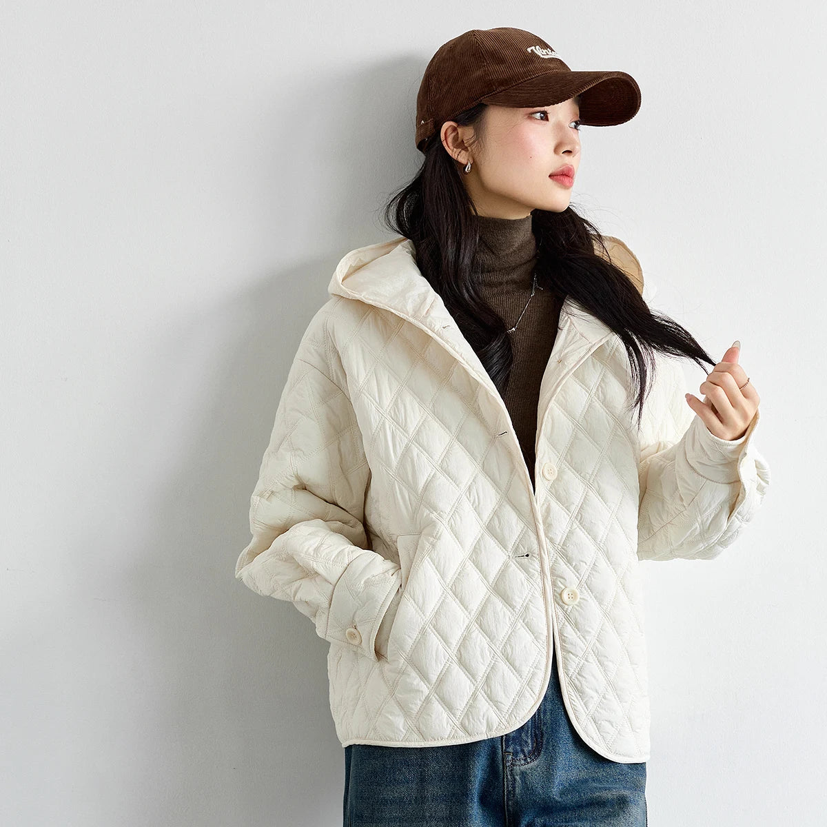 Quilted Hooded Cropped Jacket