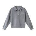 Lace-Collar Polo Sweatshirt