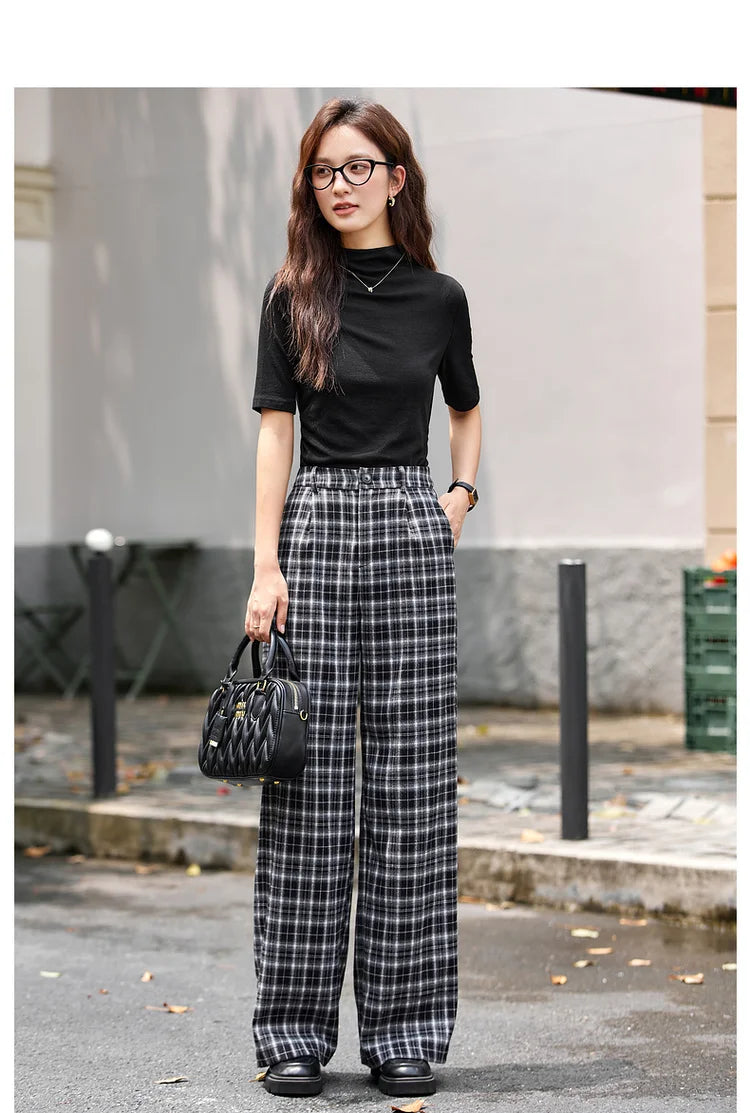 Plaid Wide-Leg Culottes