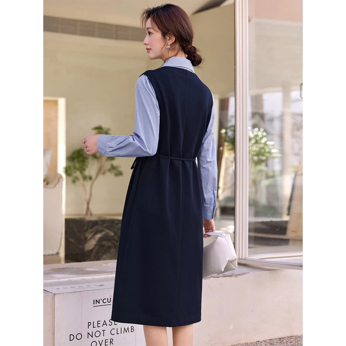 Layered Shirt Midi Dress