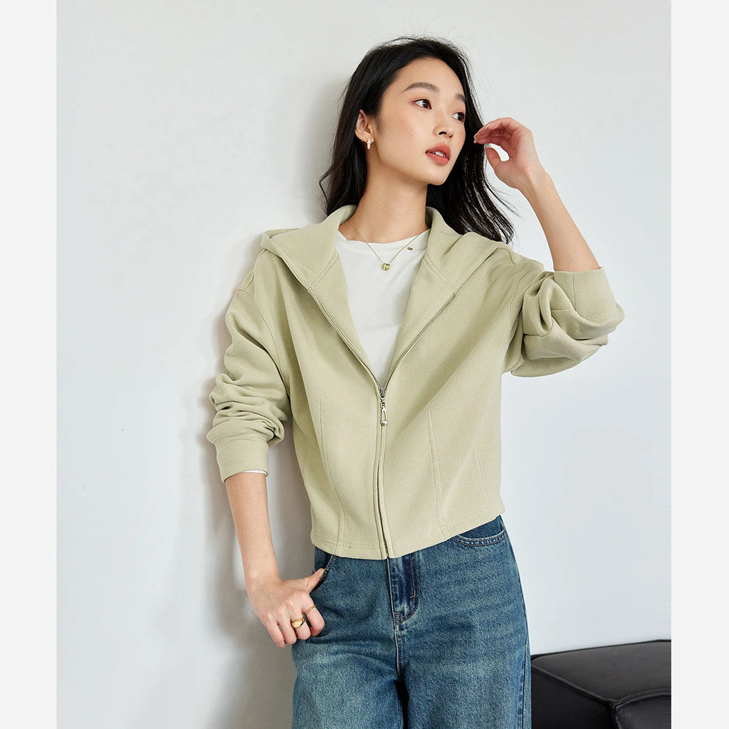 Cropped Zip-Front Hoodie
