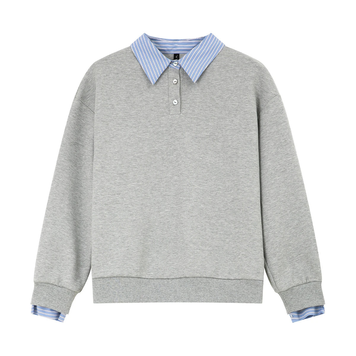 Layered Polo-Collar Sweatshirt