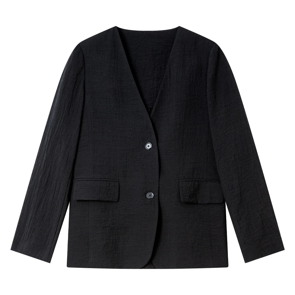 Relaxed Two-Button V-Neck Blazer