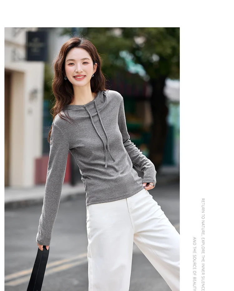Shaped-Hem Pullover Hoodie