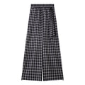 Small-Check Wide-Leg Trousers