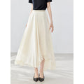 Asymmetric Ruffle-Hem Midi Skirt