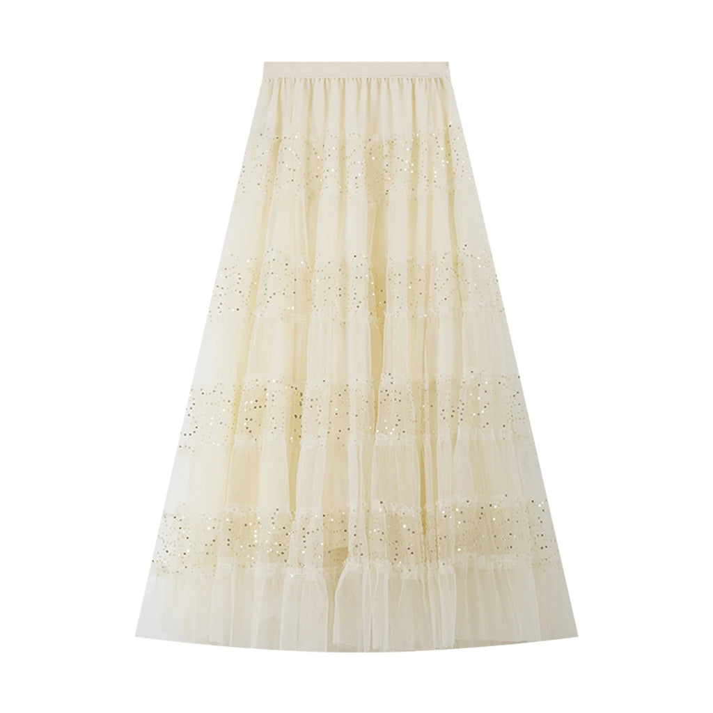 Sequin Tiered Maxi Skirt