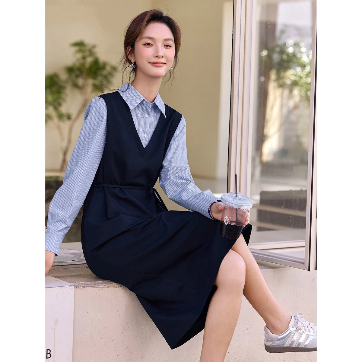 Layered Shirt Midi Dress