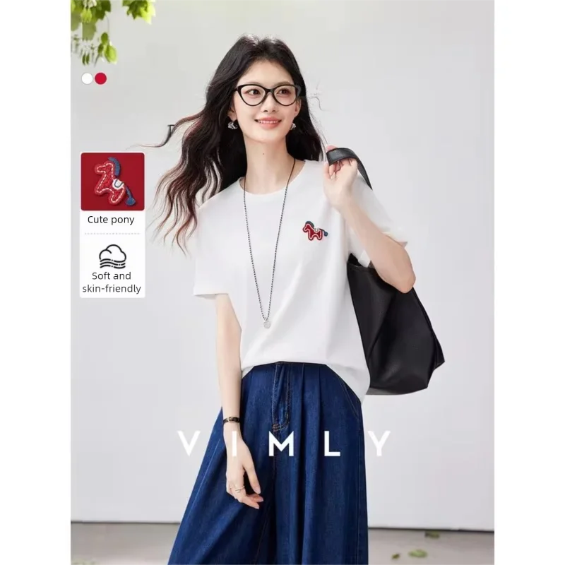 Pony-Embroidered Crew-Neck Tee