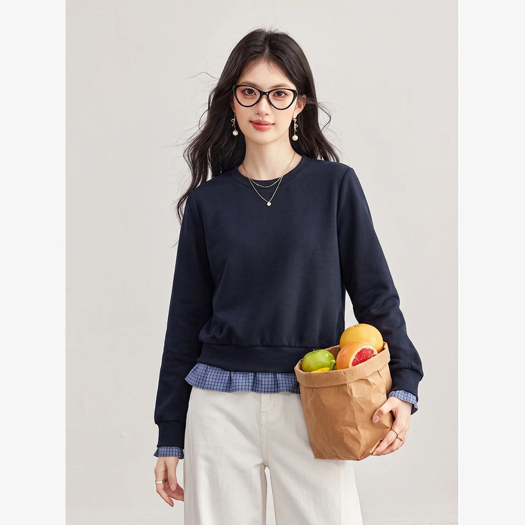 Layered Pleated-Hem Sweatshirt