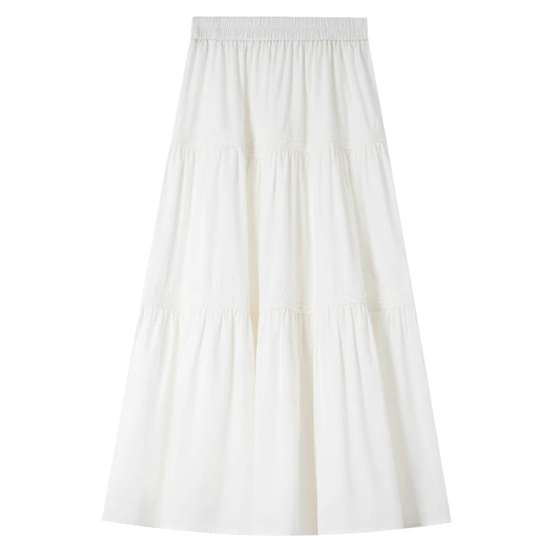 Tiered A-Line Midi Skirt