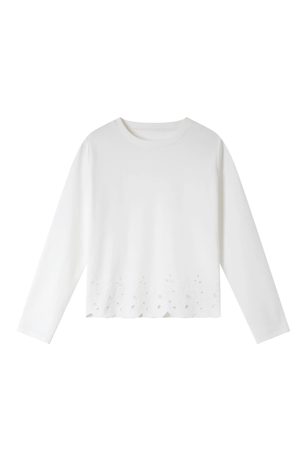 Eyelet-Hem Long-Sleeve Tee