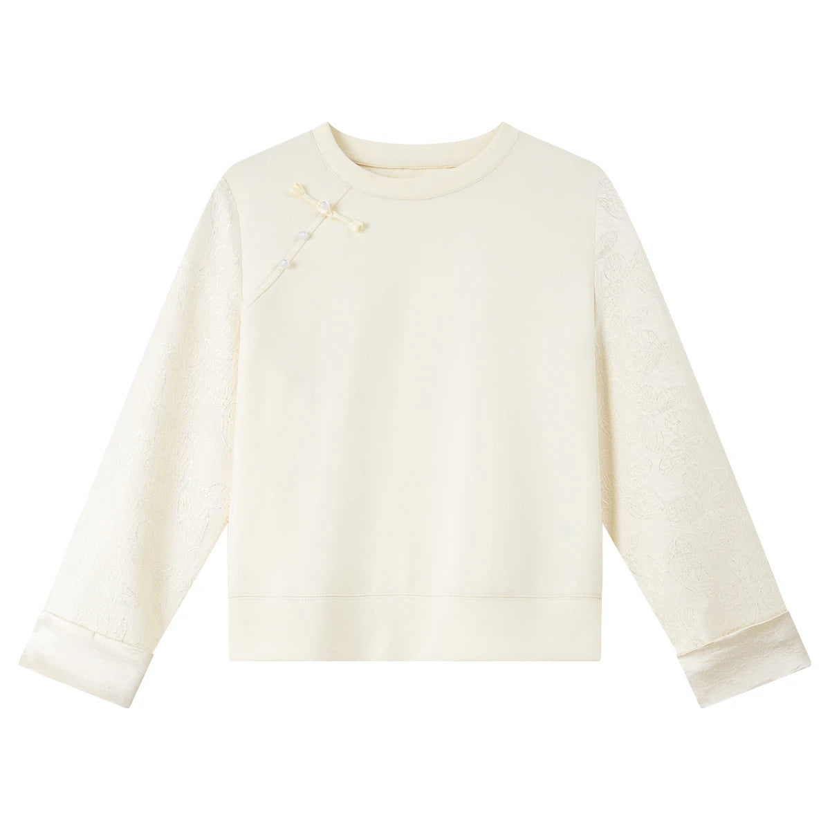 Frog-Button Crew-Neck Sweatshirt