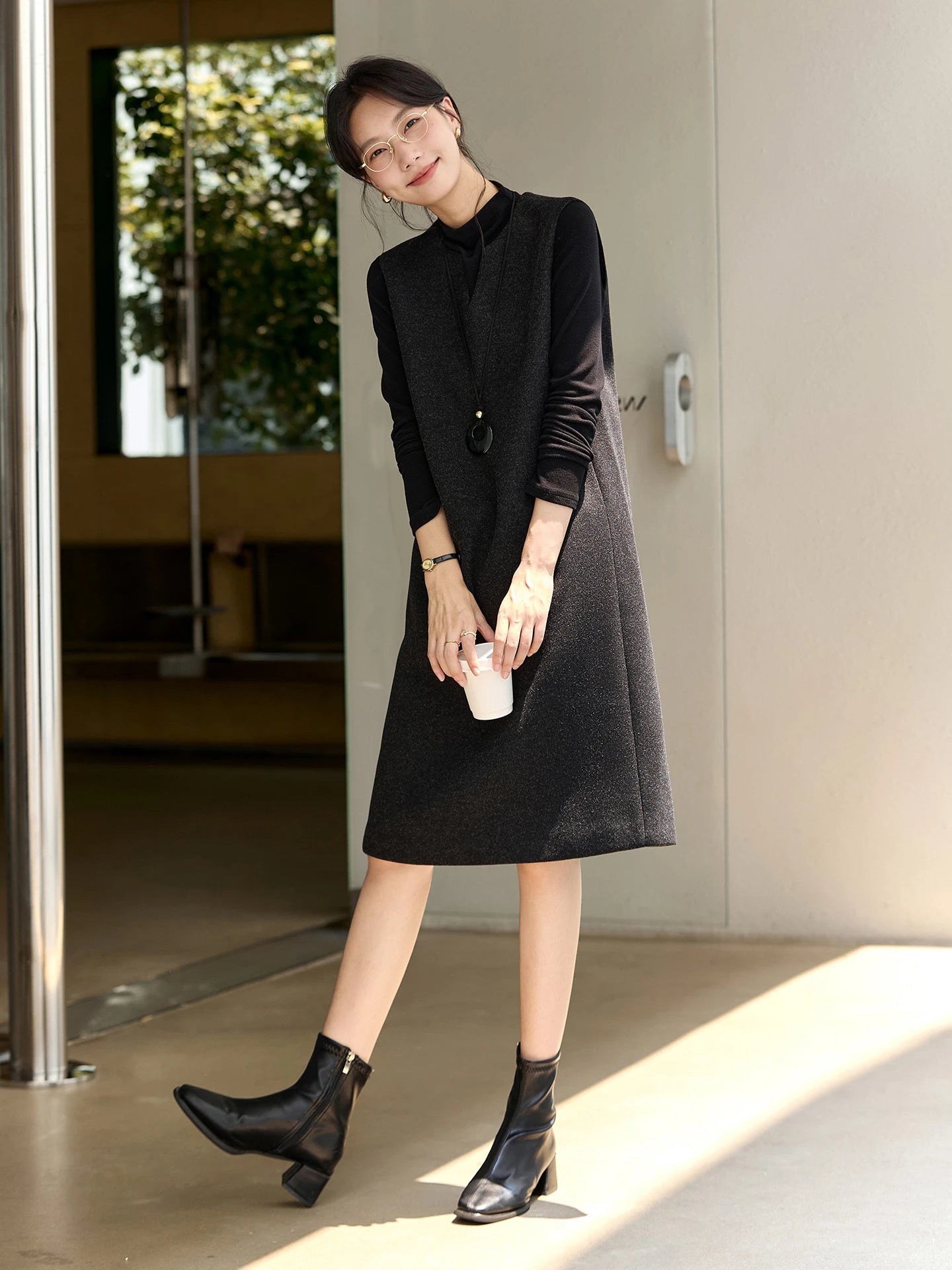 V-Neck Sleeveless Shift Dress