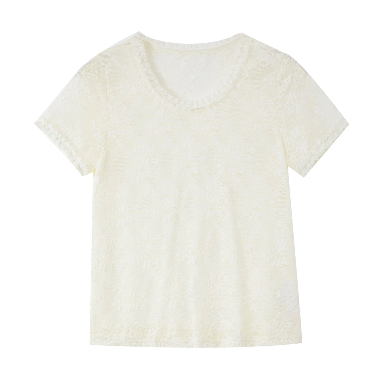 Lace Crew-Neck Short-Sleeve Top