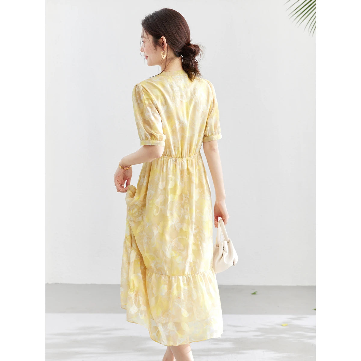 Floral Ruffle-Trim Midi Dress