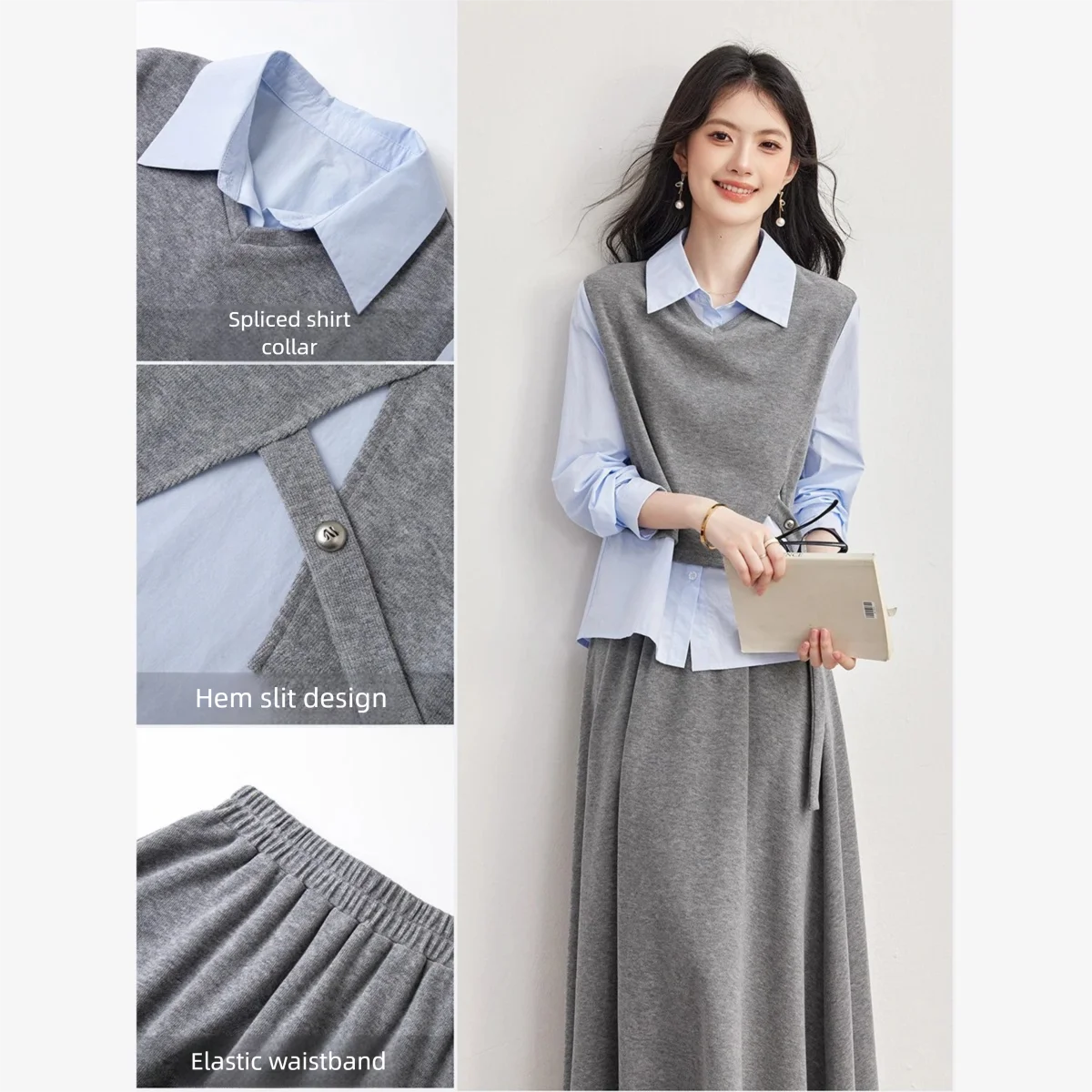 Layered Crop-Top and Pleated-Skirt Set