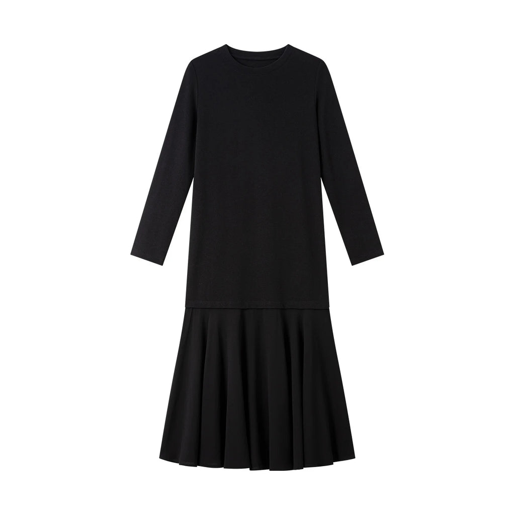 Drop-Waist Ruffle-Hem Midi Dress