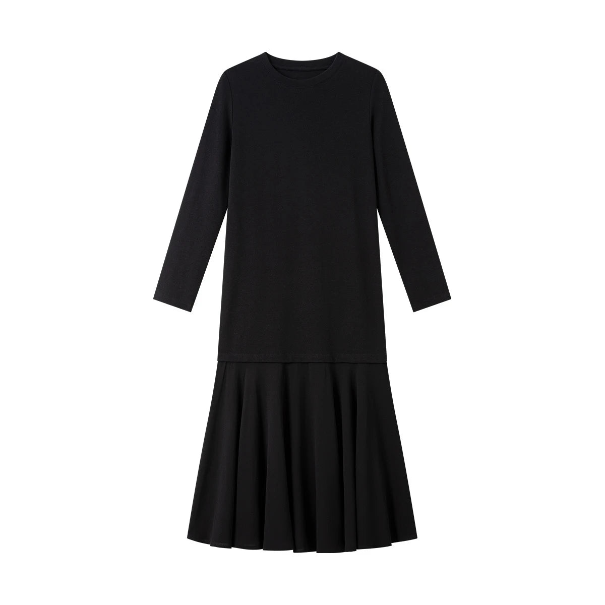 Drop-Waist Ruffle-Hem Midi Dress