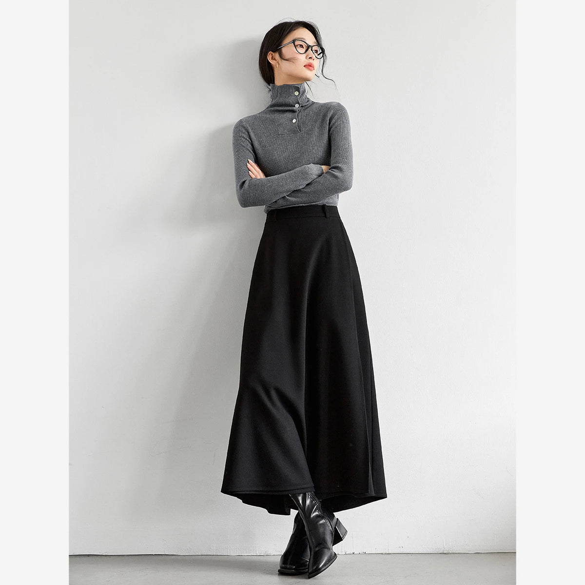 Zip-Pocket Wide-Leg Trousers